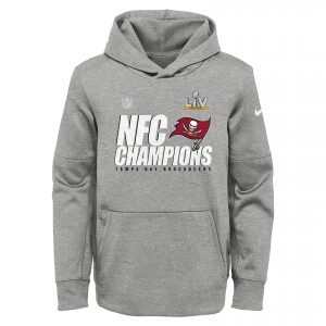 Nike Tampa Bay Buccaneers Youth Heather Gray 2020 NFC Champions Therma Pullover Hoodie