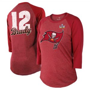 Women’s Tampa Bay Buccaneers Tom Brady Red Super Bowl LV 3/4-Sleeve T-Shirt