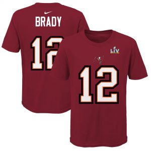 Youth Tampa Bay Buccaneers Tom Brady Nike Red Super Bowl LV T-Shirt
